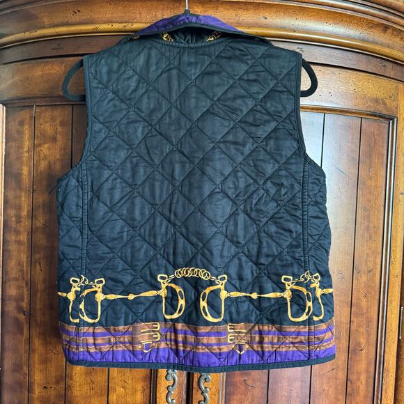 Lauren Ralph Lauren Vintage Equestrian Horse-Bit Reversible Quilted Vest P Large - Picture 4 of 8